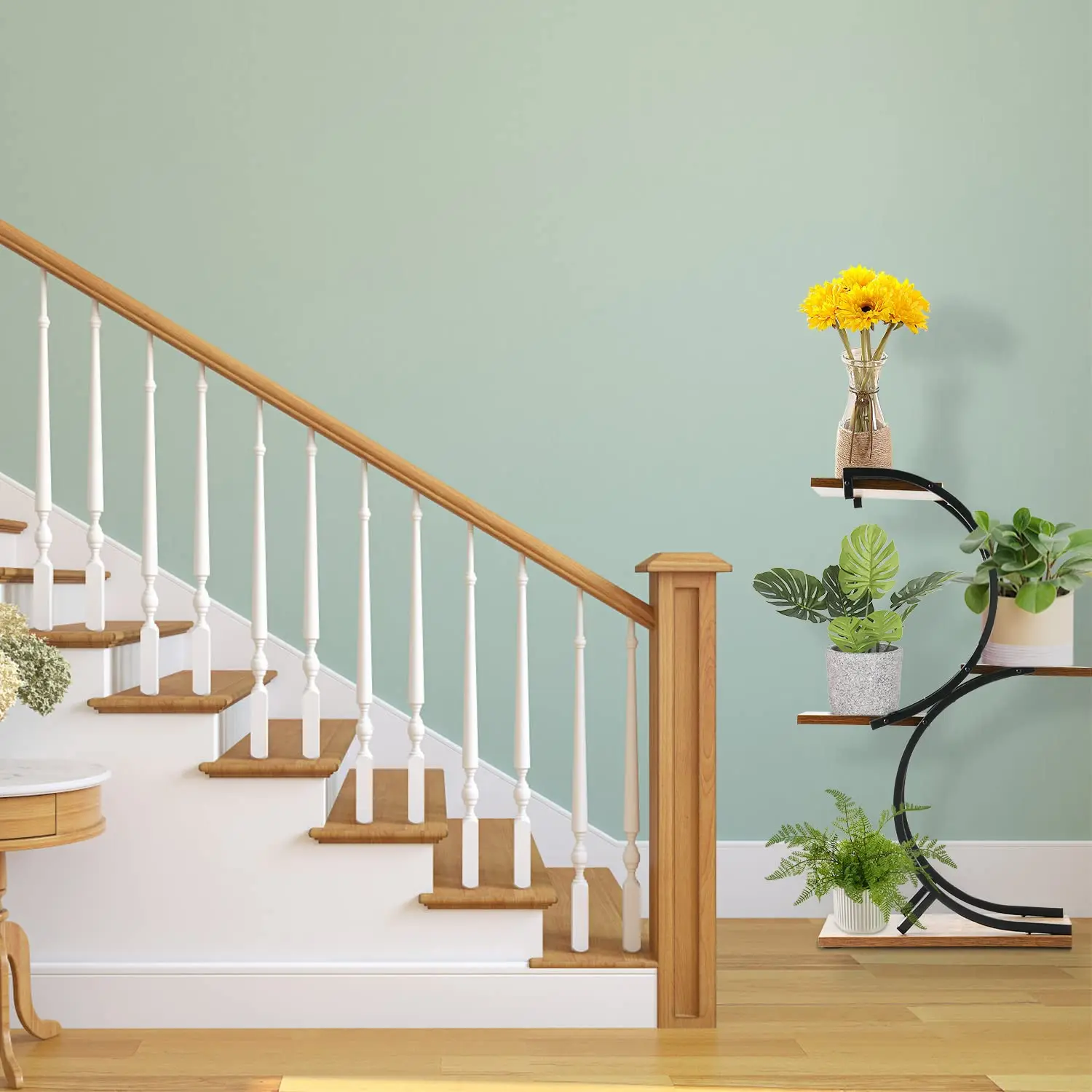 Suoernuo Office Home Decor Indoor 4-Tier wrought iron Flower Green Plant Stand