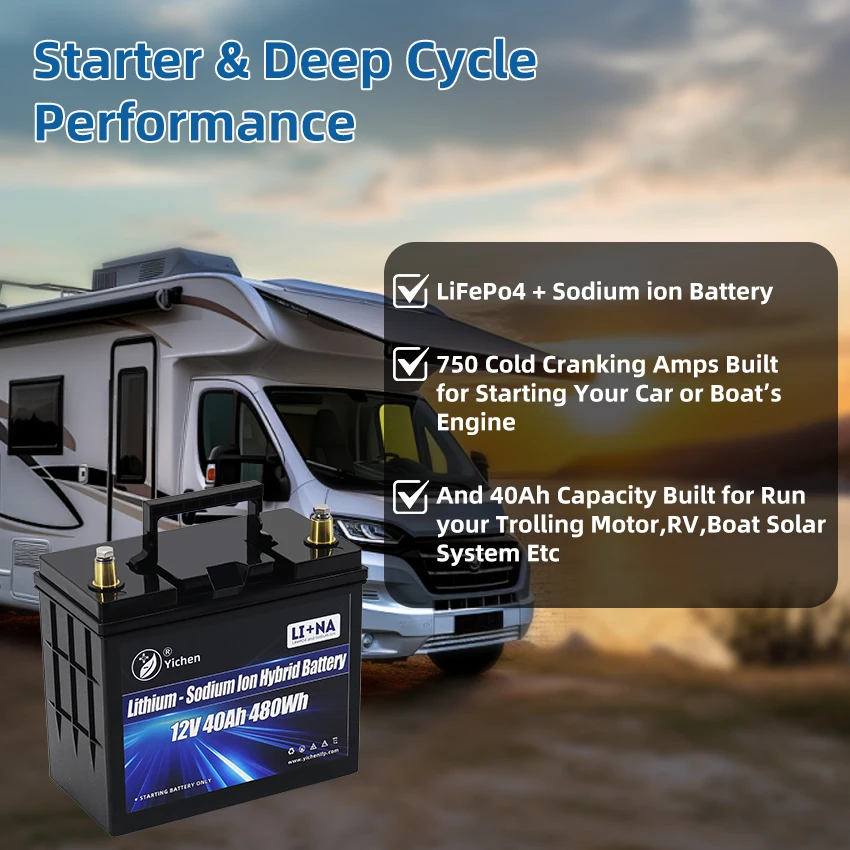 12V 40Ah LiFePO4 натрий ионный Гибридный автомобильный стартер аккумулятор новая технология для запуска автомобиля