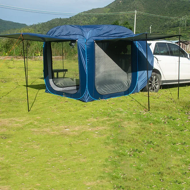 Classic Fashion Popular Caboose Outdoor Shade And Rain Tent Blue And Yellow 3-4 People Using Simple Carry  Tailgate Tent