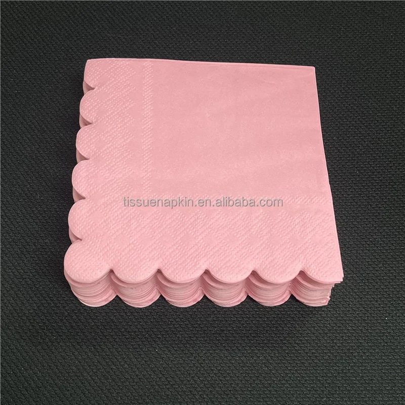 Wholesale Custom Color Cocktail Napkin Table Party Decoration Tissue 2ply 1/4fold Lace Shape Dyed Napkin Paper