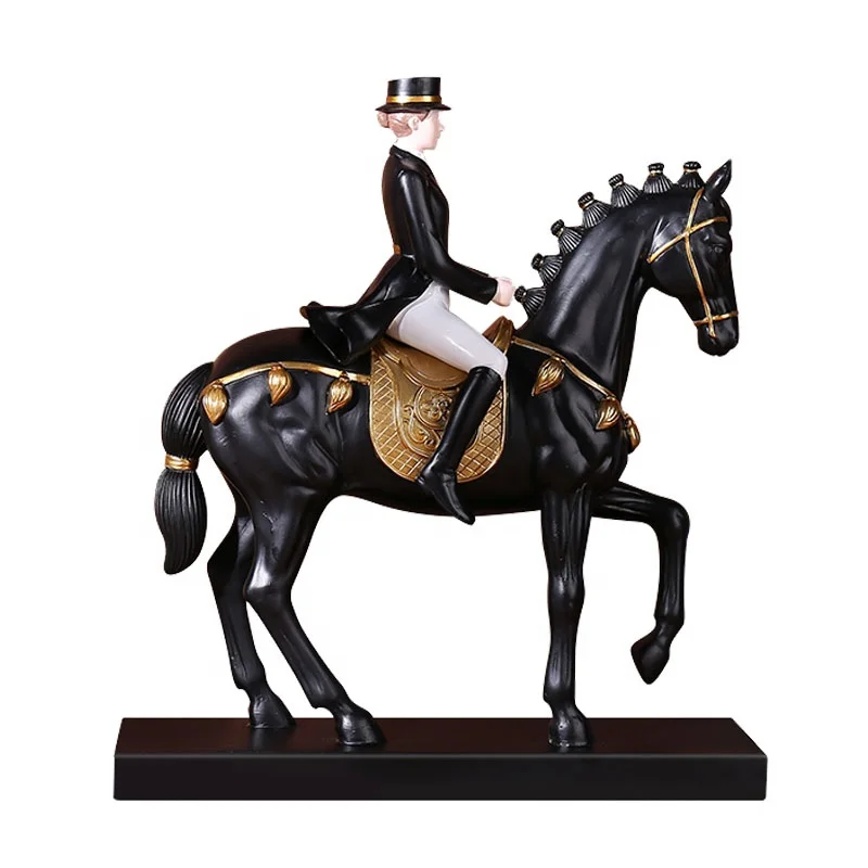 Nordic horse decor statue sculpture knight statue riding a resin horse sculpture home office hotel club desktop decor gifts