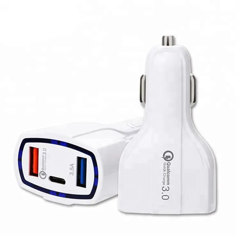 35W 3 Port QC3.0 PD C Type Usb Cigarette Lighter Port Fast Charging Smart Phone Adapter Car Charger