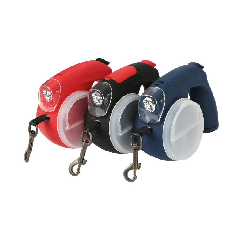 LED Light  16ft Nylon Tape Automatic Pet Lead Poop Bag Feeding Bowl and Food Storage Heavy Duty 110lbs Retractable Dog Leash