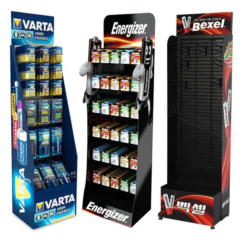 Custom Design battery Cardboard Hooks Single Side paper Display Racks battery display Cardboard battery hooks display