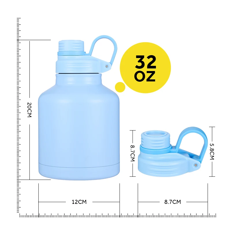 ODM 2024 Beer Growler 32oz Jug Outdoor Stainless Steel Thermo Water Bottle Double Wall Vacuum Flask With Handle Spout