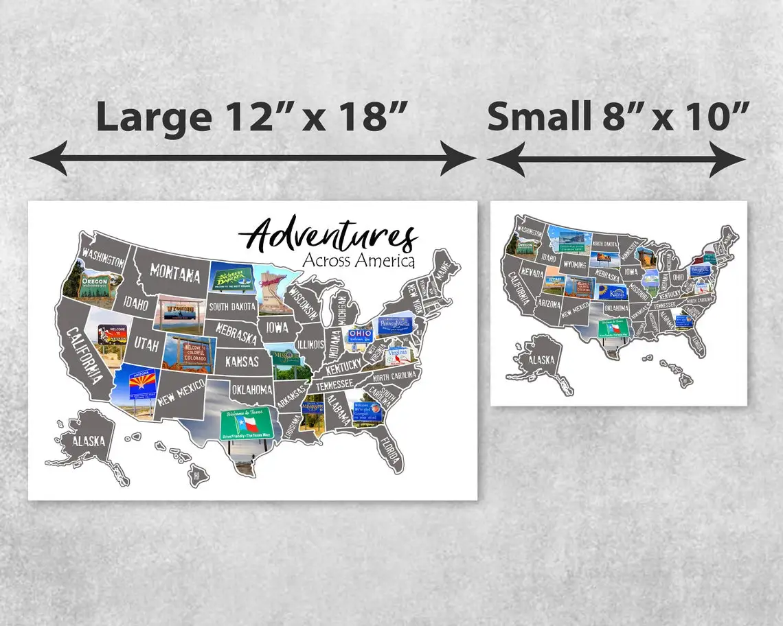 Индивидуальный размер и дизайн, границы США, государственные границы, приветственные знаки Соединенных Штатов, дорожный постер, карта с царапинами