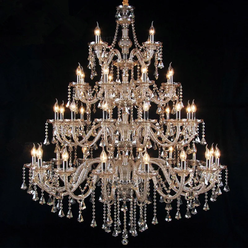 Custom Lighting Lamp Modern Cognac Art Glass Decorative Chandelier for Hotel Club Banquet Hall 30 Bulbs