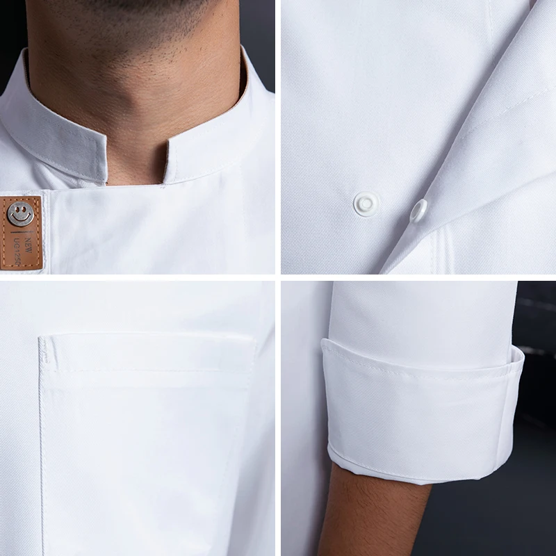 Atlantis Professional Head Chef Uniform Long Sleeve Kitchen Uniformes De Abrigo De Chef Blanco Customized Baker Chef Uniforms