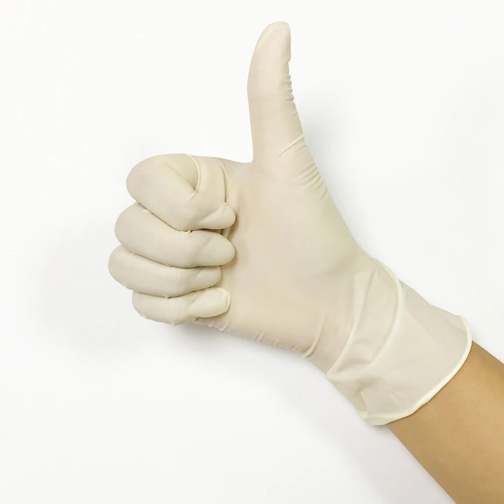 Milky White Disposable latex glovees prices guantes de latex glovees non Sterile latex examination glovees Malaysia