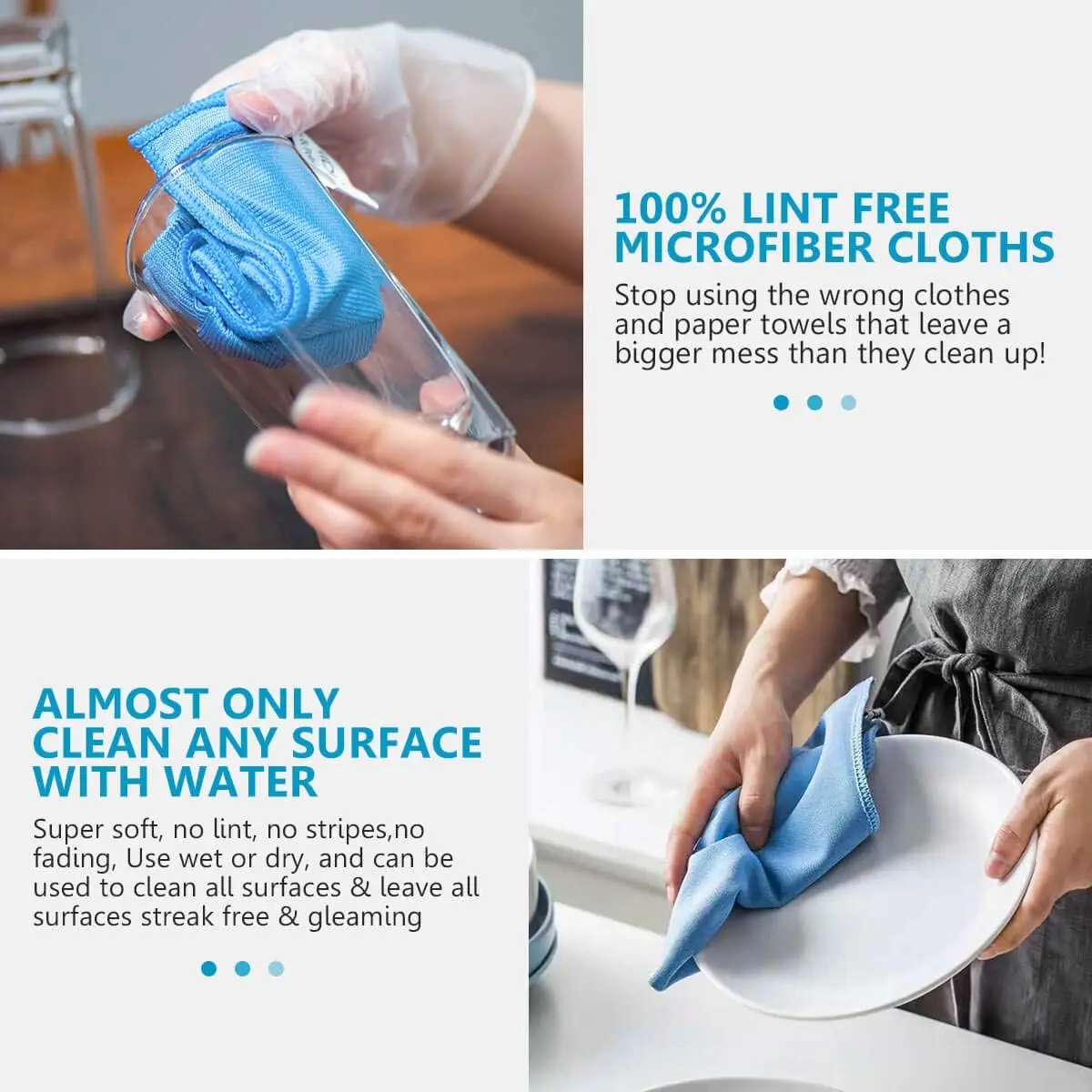 High Quality  Microfiber  glass Towel glasses  cleaning Cloth for  Glass Windows  Mirrors Home Kitchen Car Wash Cleaning