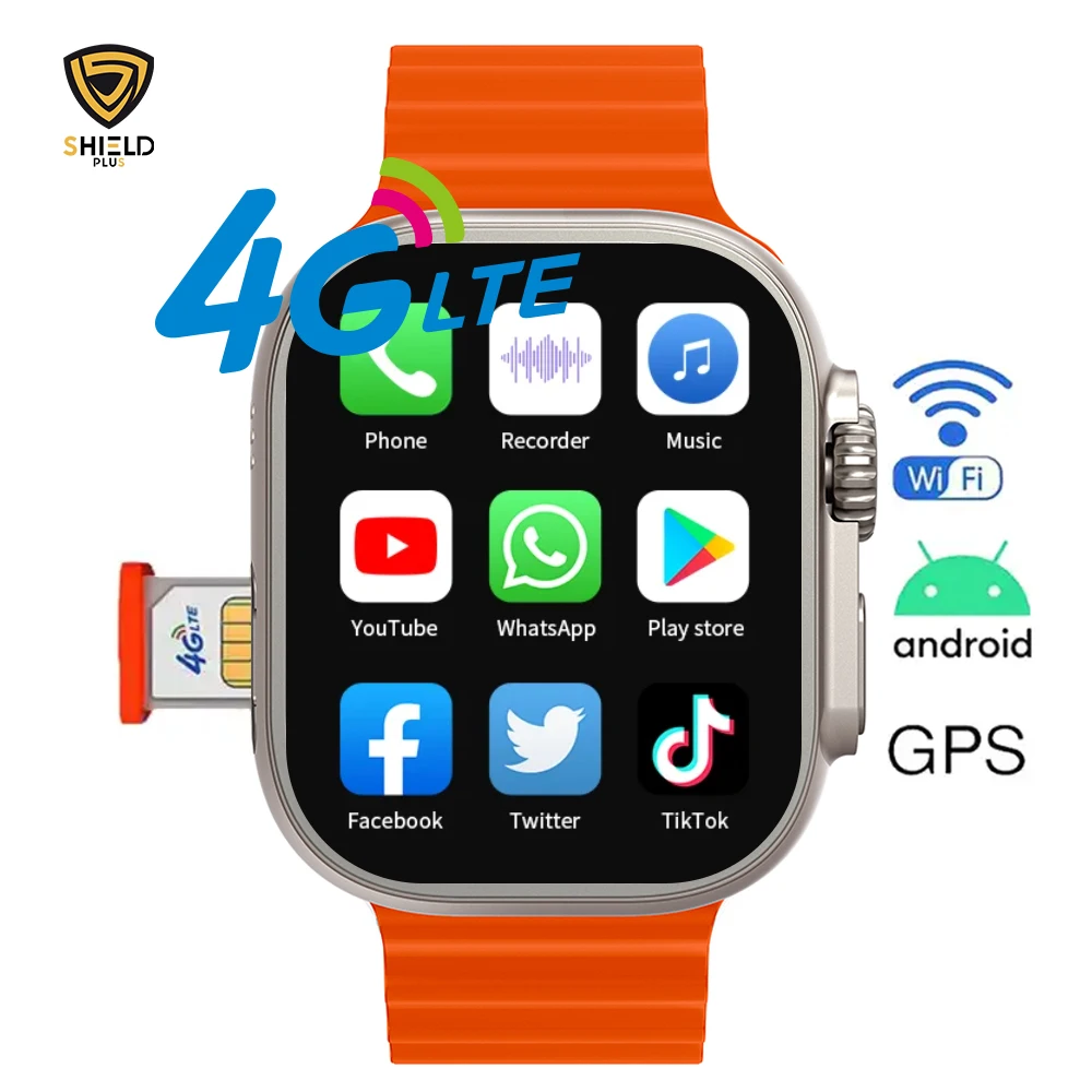 Android smartwatch 4g sim card GPS Wifi Bt heart rate monitoring exercise records s8 ultra watch Android 10.0 mobile watch
