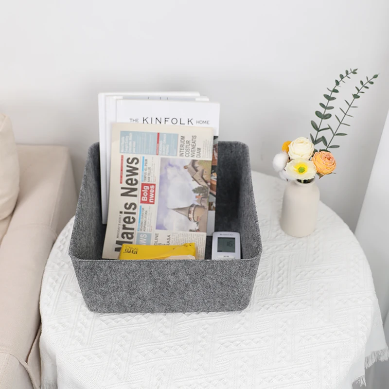 High Quality Custom Logo Color Portable Collapsible Laundry Firewood Basket Felt Storage for Sundries Home Bed Storage Baskets