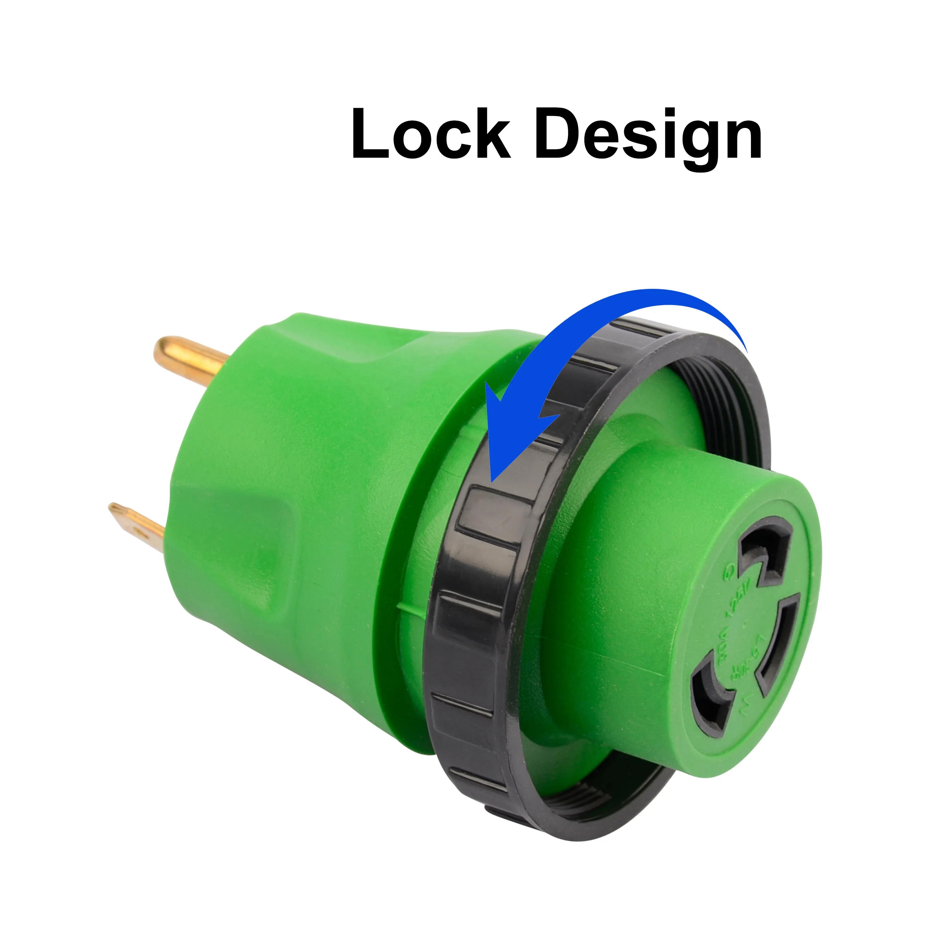 RV Electric Parts 3 Prong 30 Amp Male to 30 Amp Female RV Adapter Plug With Locking Connector  AC Camper Van Generator Adapter