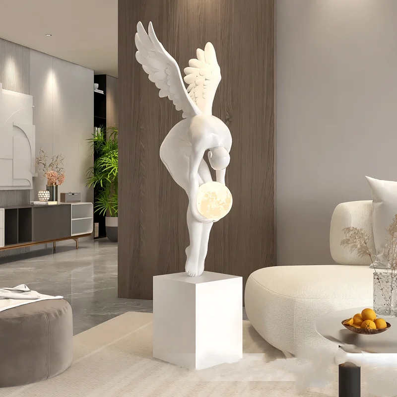 Modern Light Luxury Art Figures Floor Lamp Ornaments Living Room Porch Abstract Arts And Crafts Hotel Lobby Angel Sculpture
