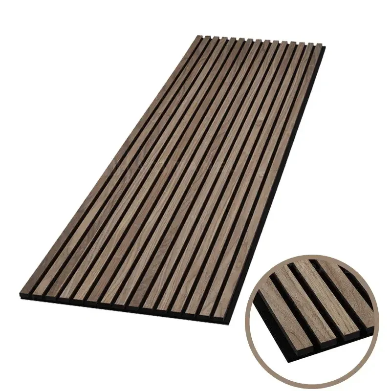 Akupanel PET Light Oak Wooden Slats Acoustic Panels 2400*600 mm Walnut Acoustic Panel 27-13/25-15 Wooden Wall Decors