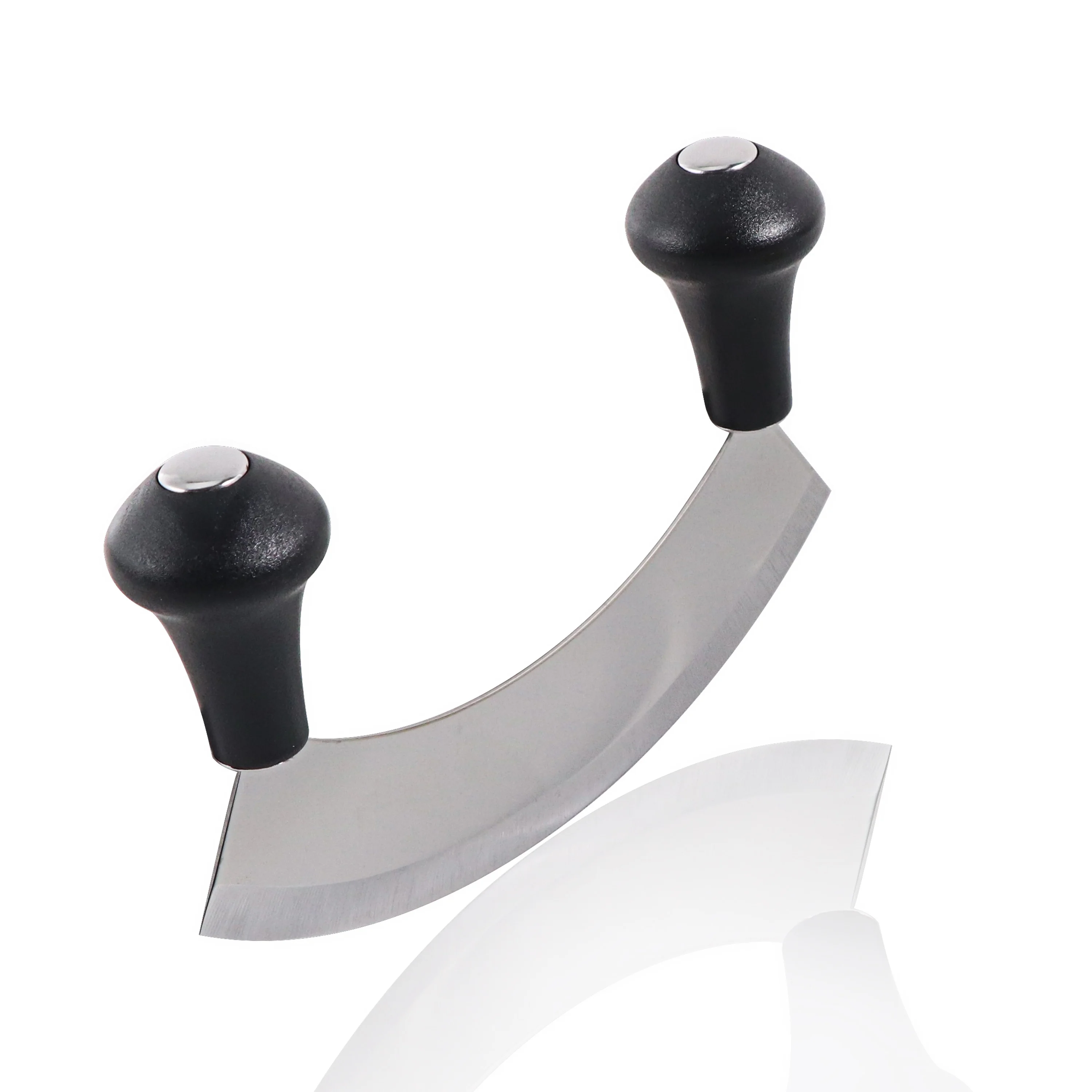 Onion Herb Crescent Chopper and Acacia Wood Cutting Board Mezzaluna Knife