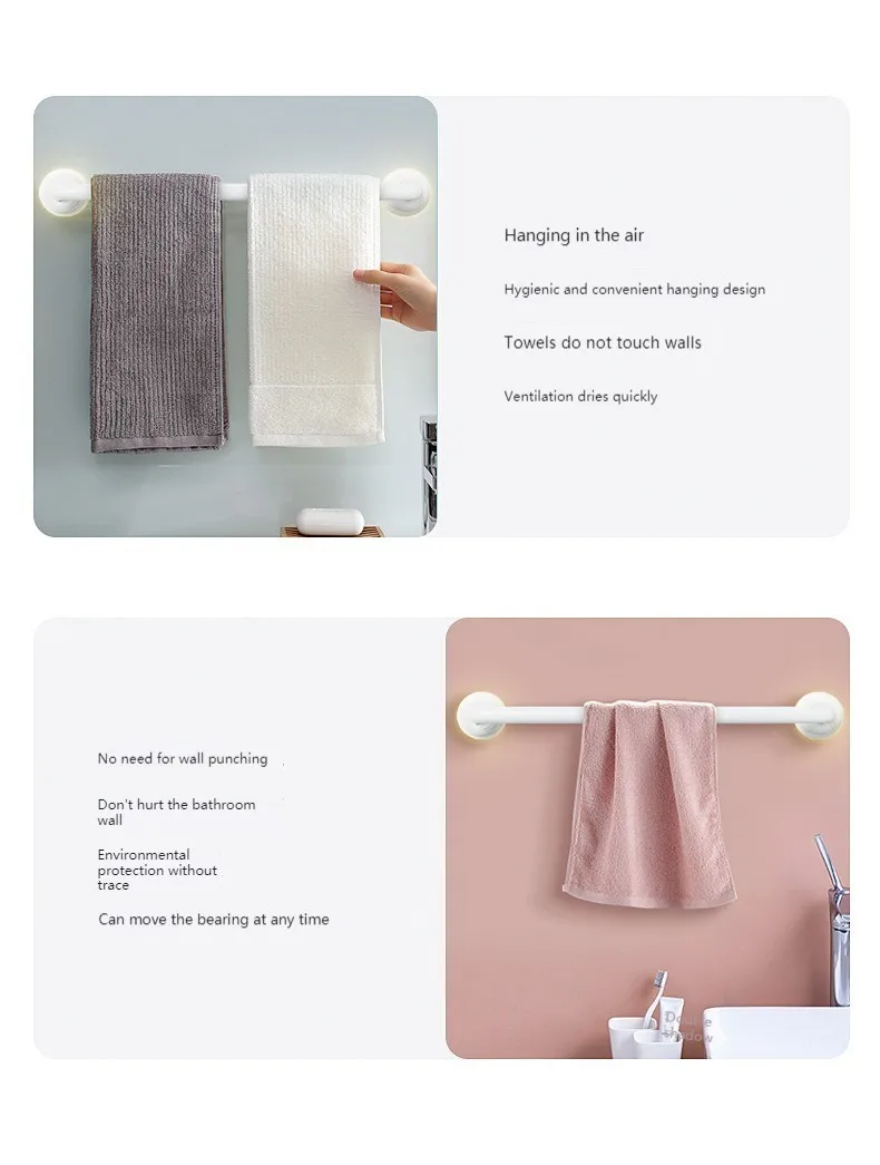 Cross-border factory LED luminous non-punching towel rack bathroom magic atmosphere luminous traceless non-punching