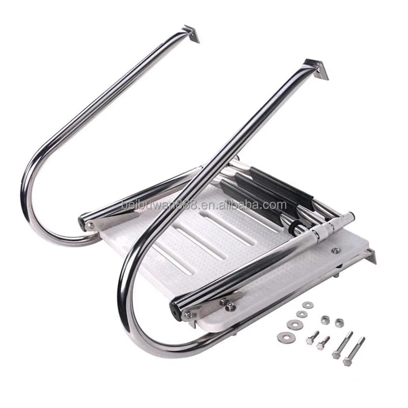 3 Step In-board Outboard Transom Platform Telescoping Boat Ladder Swimming Telescopic Ladder Marine Parts Boat Accessories 1 PC