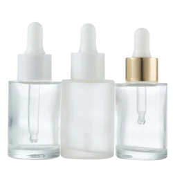 Frosted round shape 20ml flat shoulder dropper  glass bottle