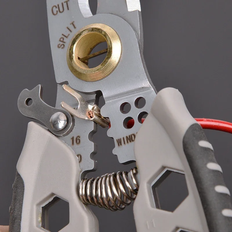 7in Multipurpose Wire Stripper Professional Tool Electrician Crimpe Pliers For Wire Cutting Stripping Pressing Cable Hand Tool