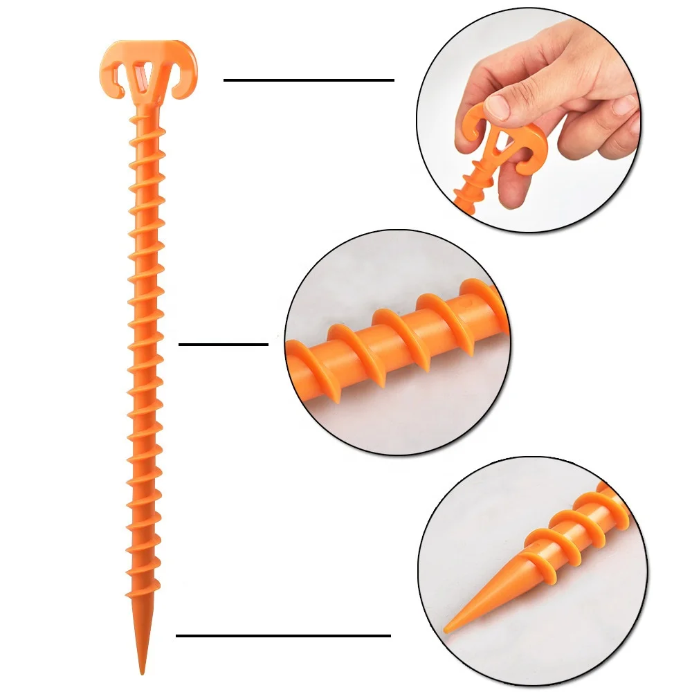 China Outdoor Camping Durable Canopy Fixed Plastic Tent Screw Pegs Nail Stakes