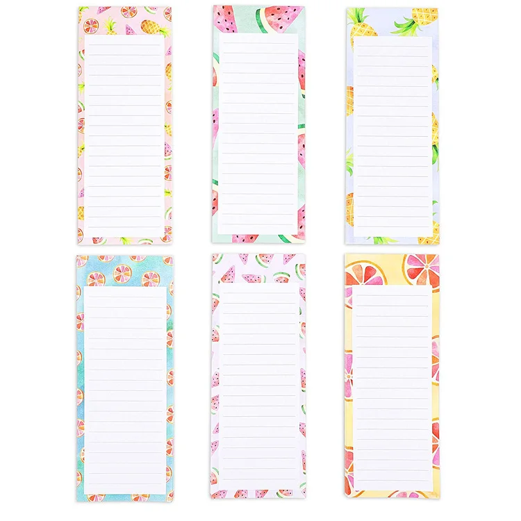 Wholesale colorful fruit design 60 sheets 3.5 x 9 inches to do list magnetic creative memo pad for fridge