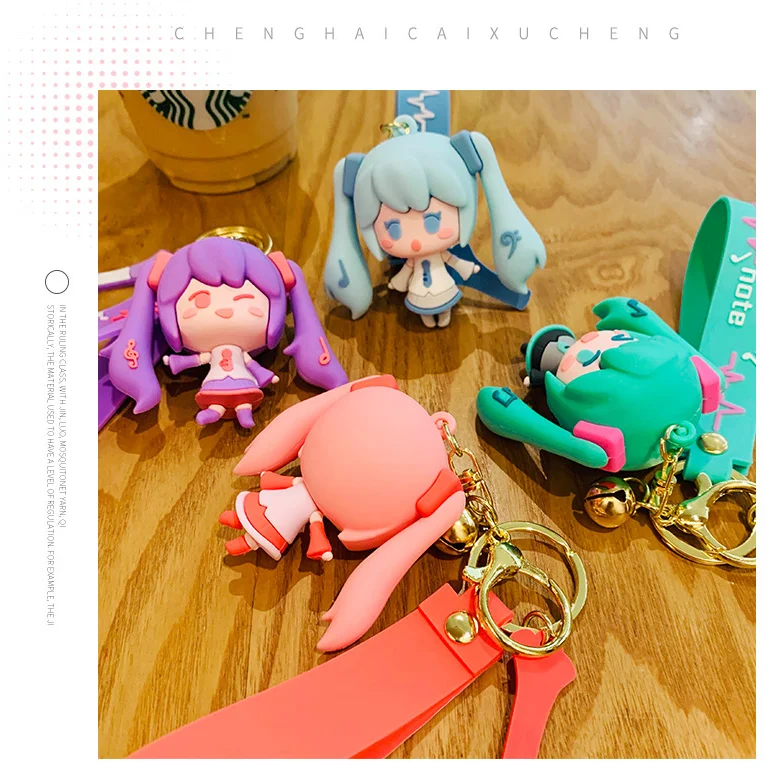 Японский стиль милый мультфильм Hatsune Miku резиновый брелок автомобильный Рюкзак Кулон оптовая продажа