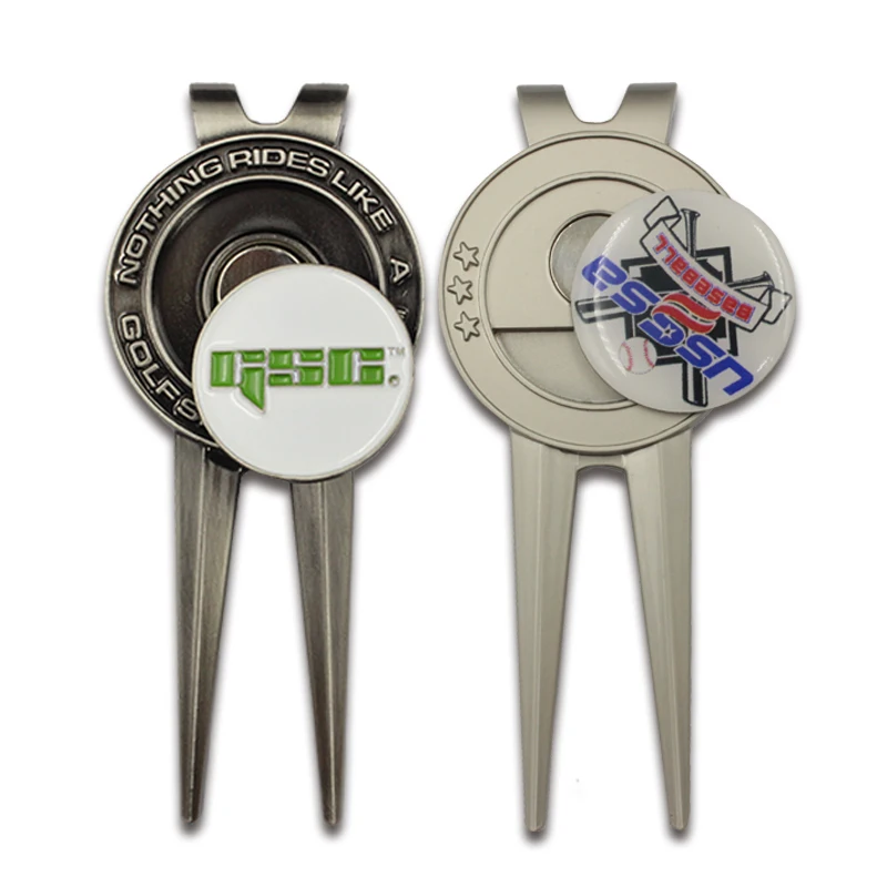Professional Factory Custom Metal Golf With Logo Design Golf Ball Marker Hat Clip Custom Enamel Golf Ball Marker