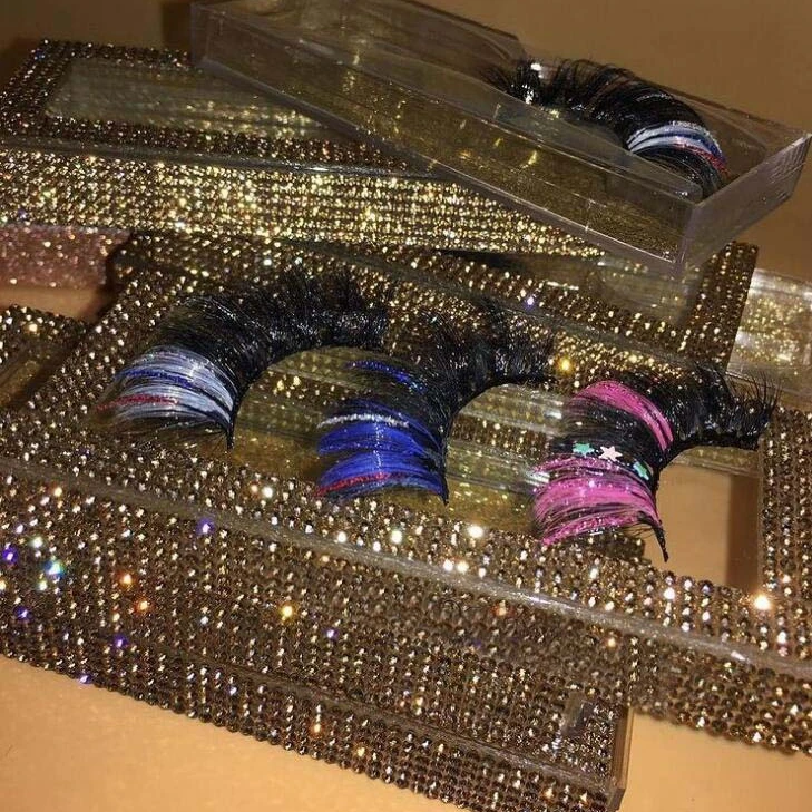 Mikiwi Eyelash Vendor 25 Mm color glitter Mink Eyelashes Roman  Lash Lasheswholesale Vendor Private Label shiny box Packaging