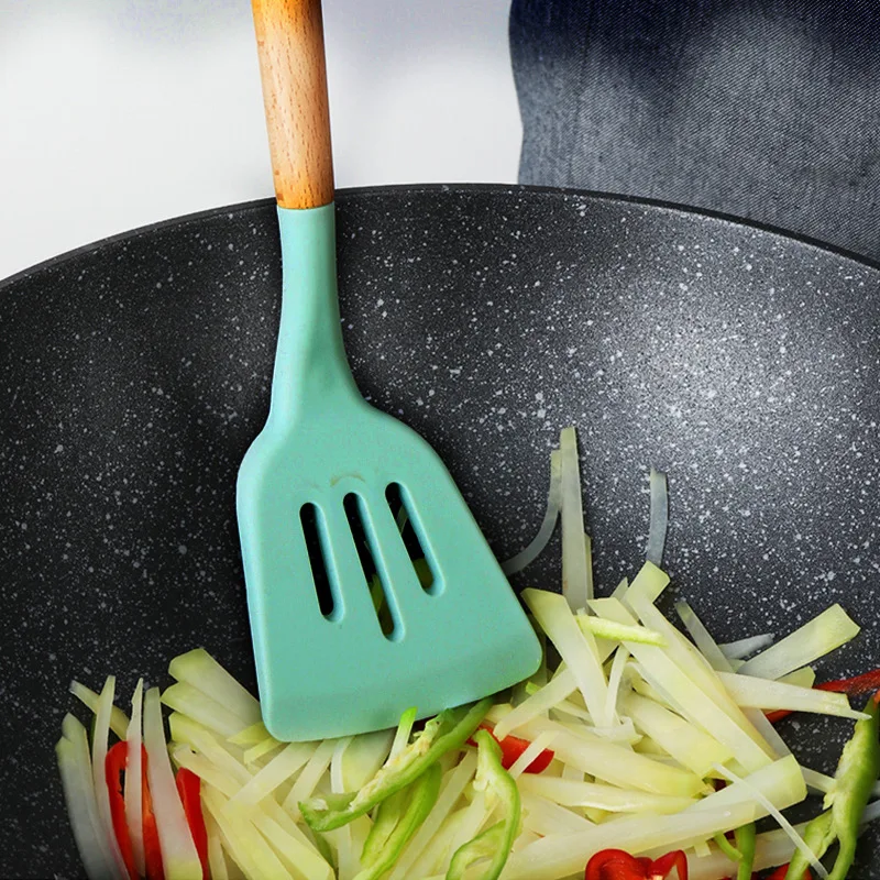 US Wholesale Utensils High Quality 12 Pieces in 1 Set Silicone Kitchen Cooking Tools Nylon Utensil Sets with Handle Kitchenware