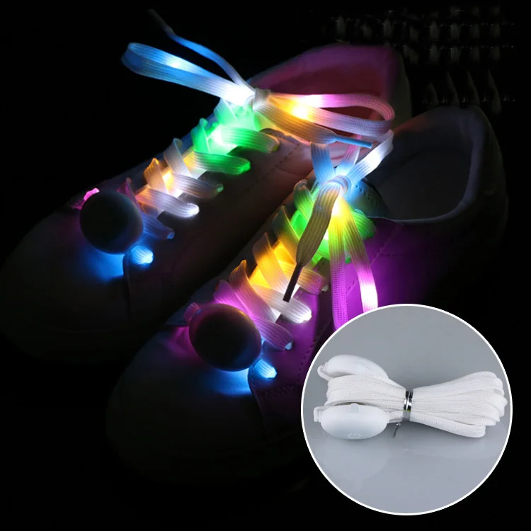 Радуга многоцветная светодиодная pp мигающие светящиеся шнурки нейлона обувь шнур шнурки шнурке для вечеринок в стиле хип-хоп мода