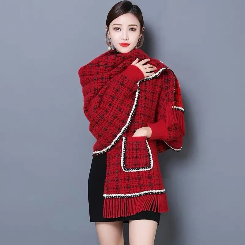 2022 autumn winter thick warm cashmere scarves shawls blanket scarf for women lady