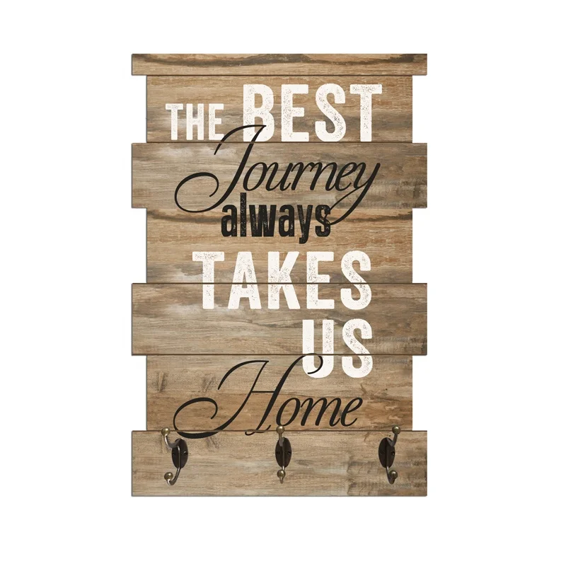 
Customized home and office decoration antique wooden wall plaque with hooks hook hanging wall coat rack 