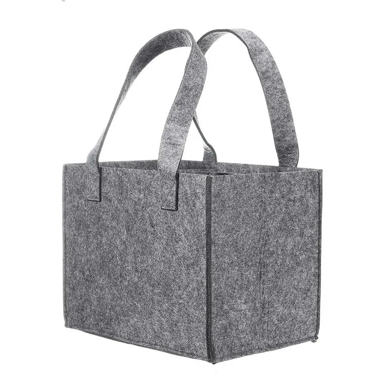 Dark Gray Reusable Wine Bottle Carriers 6 bottles Felt Wine Bottle Tote bag