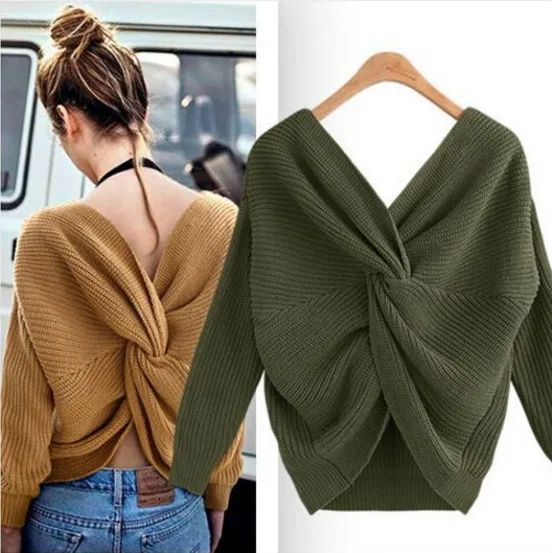 v- neck women thin tight knitwear sweater
