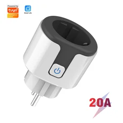 Tuya Smart Plug WiFi Socket EU Adapter Outlet 16A/20A With Power Monitor Timing Function Smart Life APP Control Works With Alexa