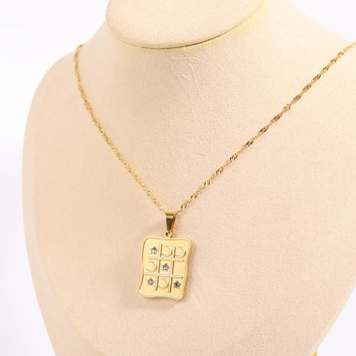 Carline Jewelry Necklaces Moon and Star Stainless Steel Pendant Irregular Necklace with Deluxe Encircled Zirconia Necklace