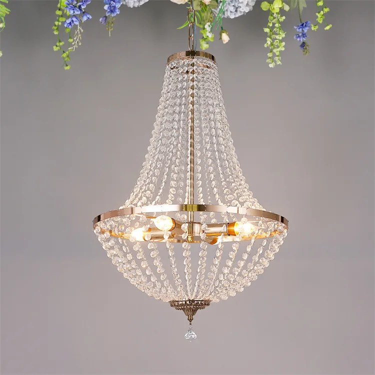 JYLIGHTING Luxury Iron Crystal Chandelier LED Decorative Lamps Home Hotel Stage Wedding Venue Switch Hanging Installation-Large