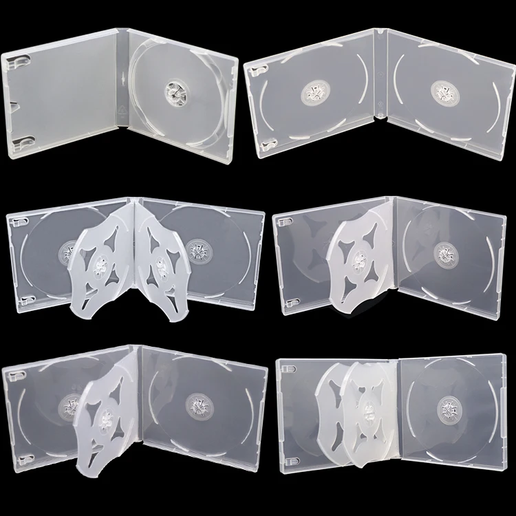 YUZMEI Plastic Slim Single Disc PP Poly Cases CD DVD Disc Clam Shell Case Jewel Case CD Digi Trays CD/DVD Sleeves Hub Center