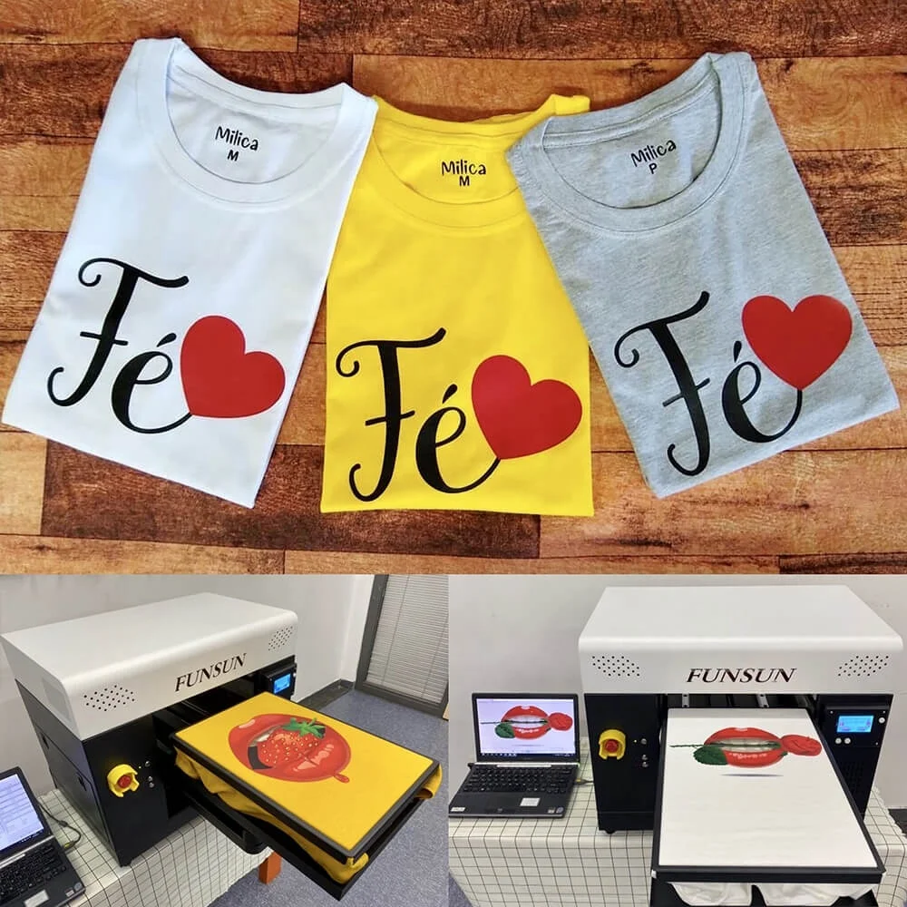 A3 Size Digital Touch Screen DTG Printer Garment T-Shirt Printing Machine for T-Shirts Bags Jersey with White Ink Cycle System