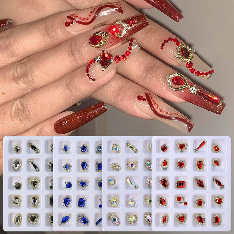 Wholesale Bling Press On Nails Rhinestone Nail Art Decorations DIY 3D Big Nail Charms Rhinestones