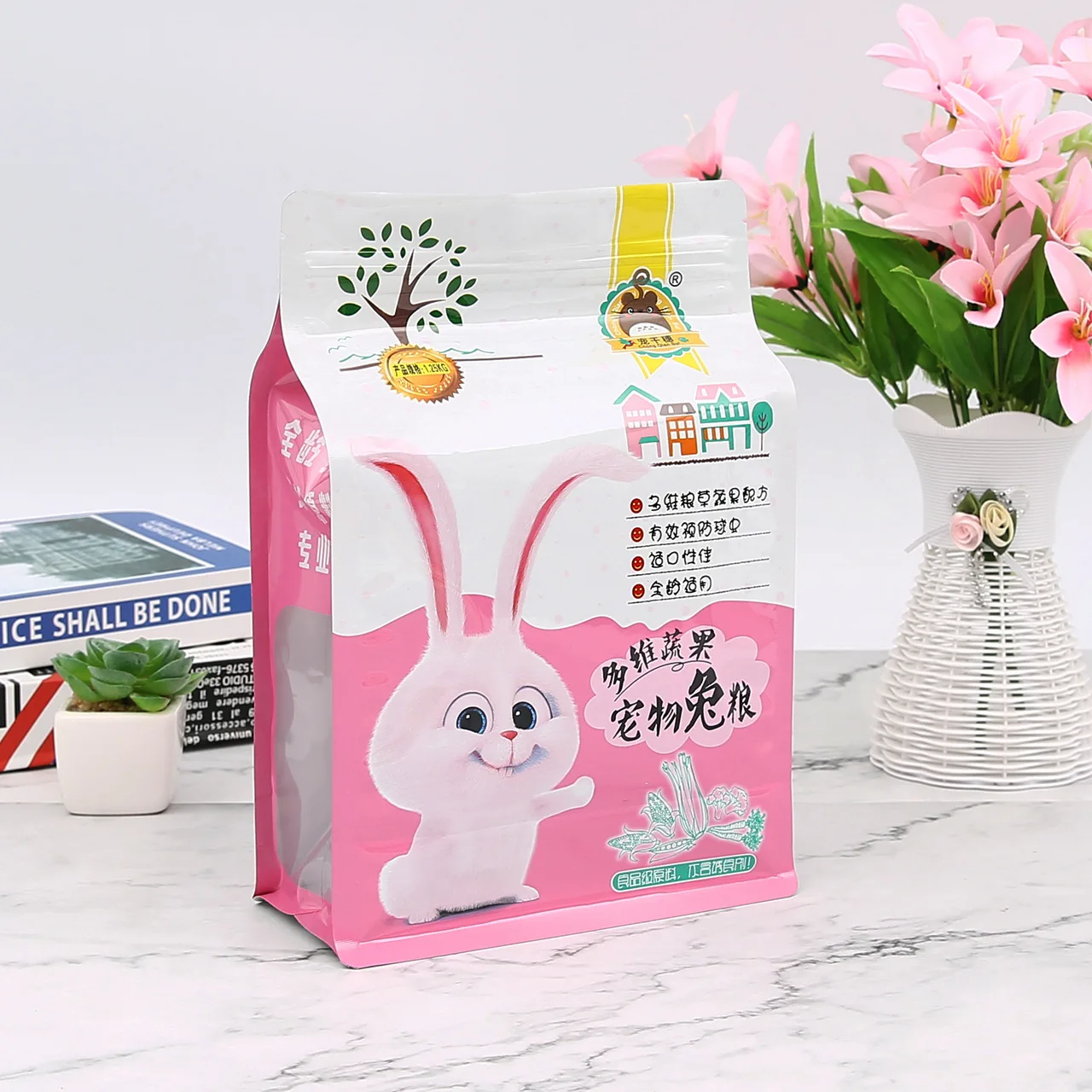 Wholesale custom Printed Transparent Pe Stand up Pouch Plastic Zipper Bags Pet Food Stick Packaging Nylon Bag