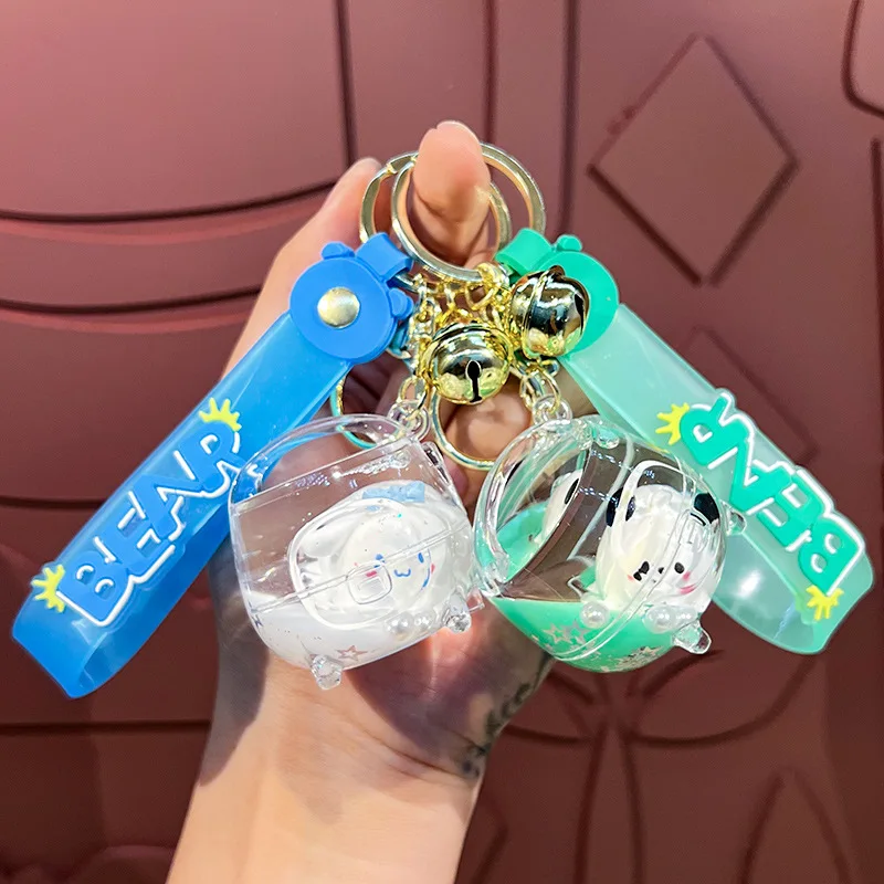 Wholesale Factory Kuromi Keyholder Creative Drifting Bottle Quicksand Keyring New Cute Doll Cooker Liquid Keychain