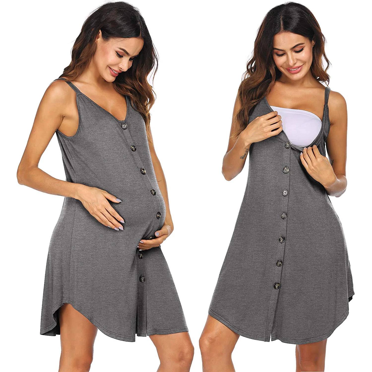 Ladymate ODM/OEM ropa de dormir para embarazo Maternity Nightdress for Pregnant Women Nursing Dress V Neck Pregnancy Sleepwear