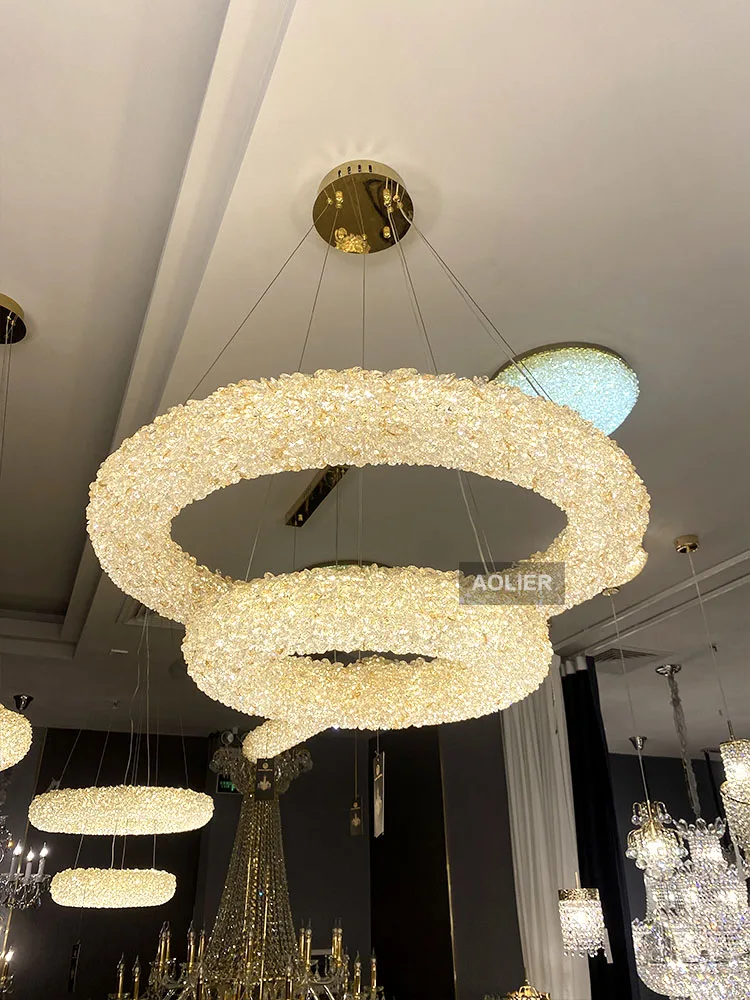 Luxury Crystal Chandelier Lamp For Hotel  Lobby Villa Banquet Hall Weddings Tables Oval Crystal Chandelier
