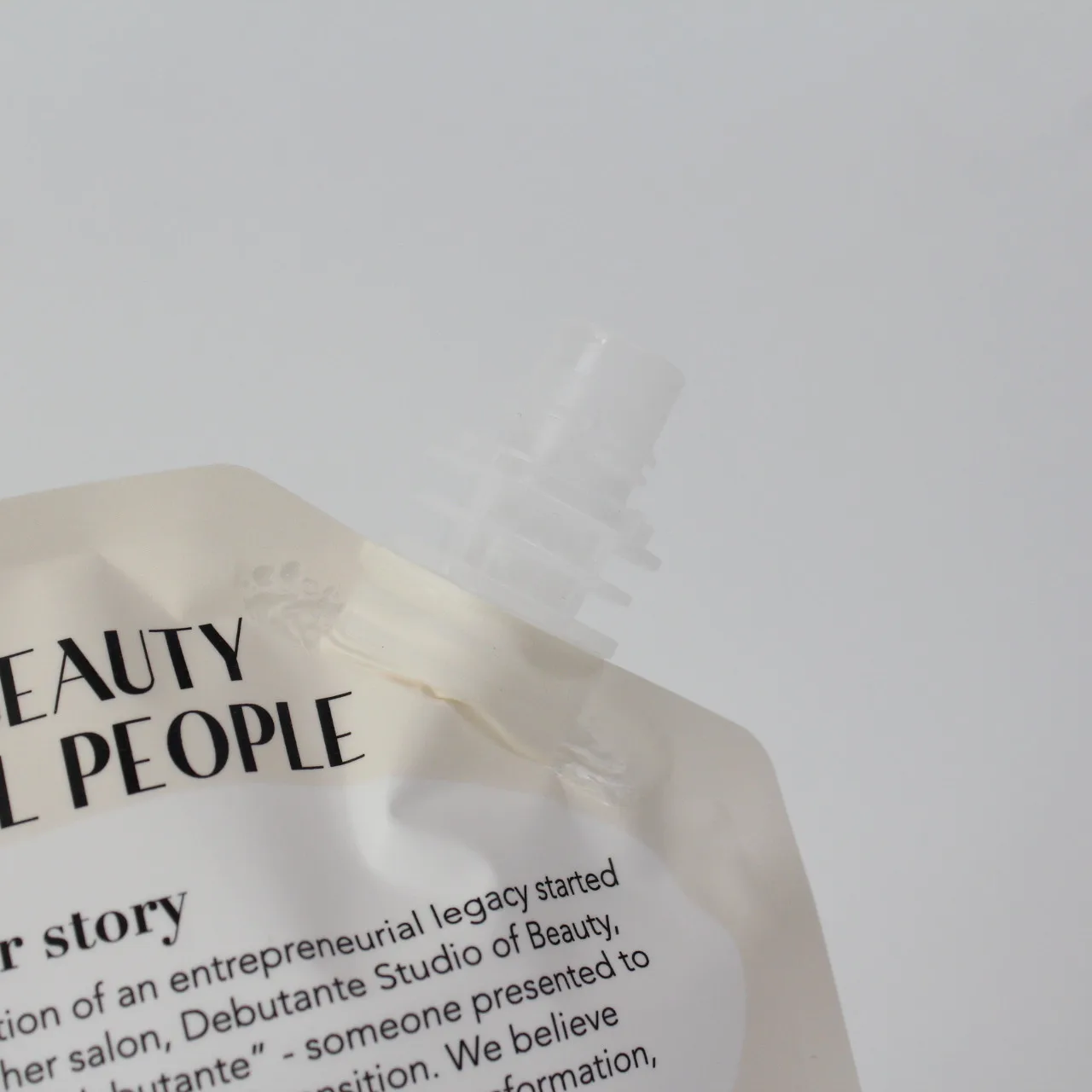 Food grace matte white plastic liquid clear drink juice stand up pouch bag with corner spout