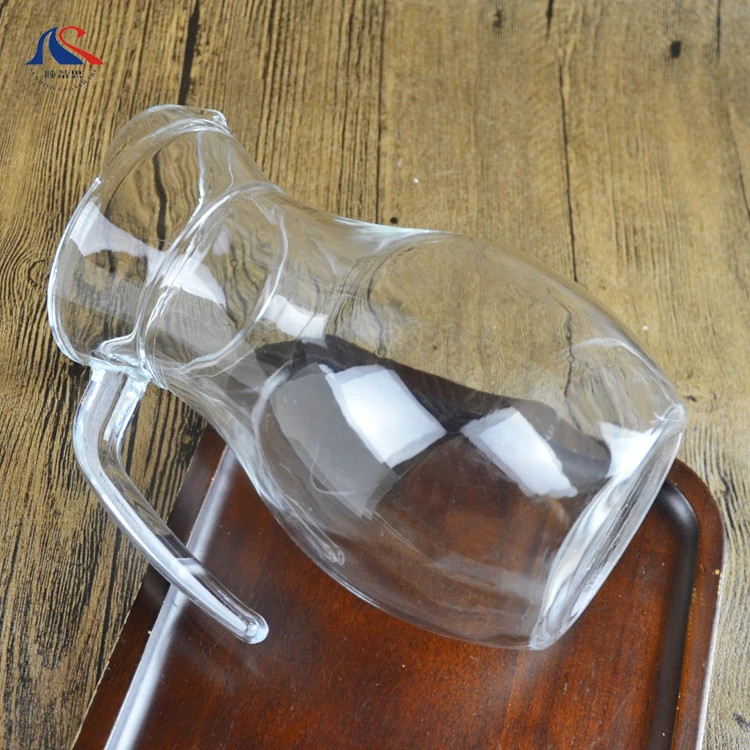 Big Capacity Glass Tea beer  jar With Handle 1.1L  Transparent pitcher Arc Shape drinking jug