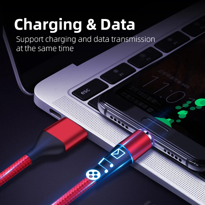  Прямая поставка 5 А В суперзарядный кабель магнитный USB-кабель зарядное устройство на 360 градусов для телефона наушников умных