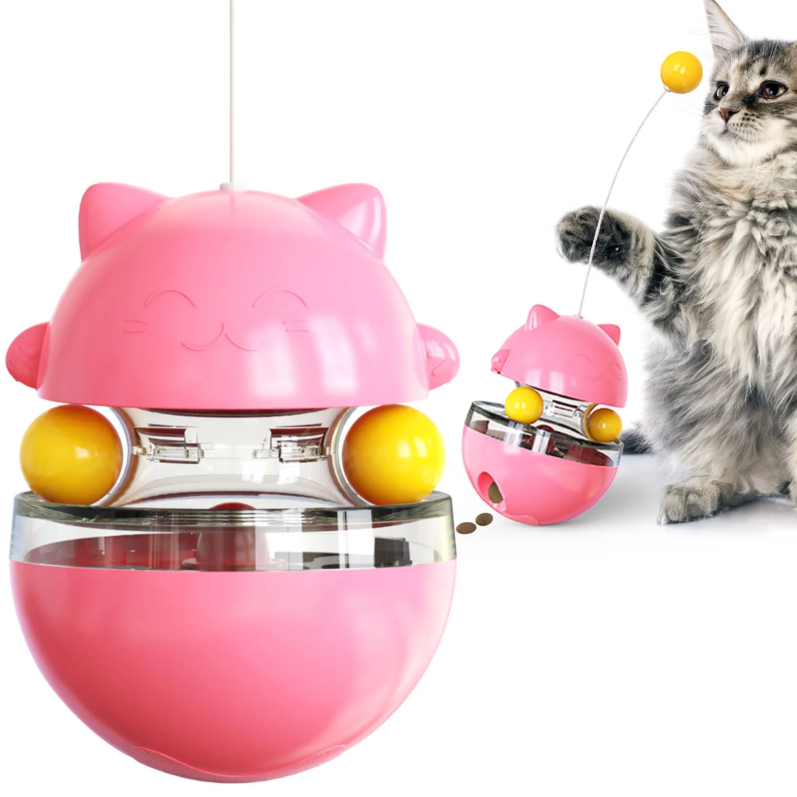 Wholesale Funny Teasing Cat Stick Toy Tumbler Spill Ball Pet Puzzle Training Tool Toy Interactive Cat Toys for Pet Products