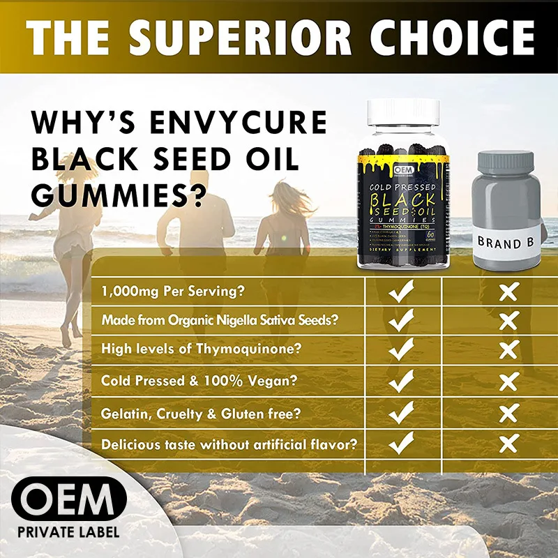 OEM Advanced Healthy Care Cold Pressed Black Seed Oil Gummies Sports Supplements for Appetite & Weight Control